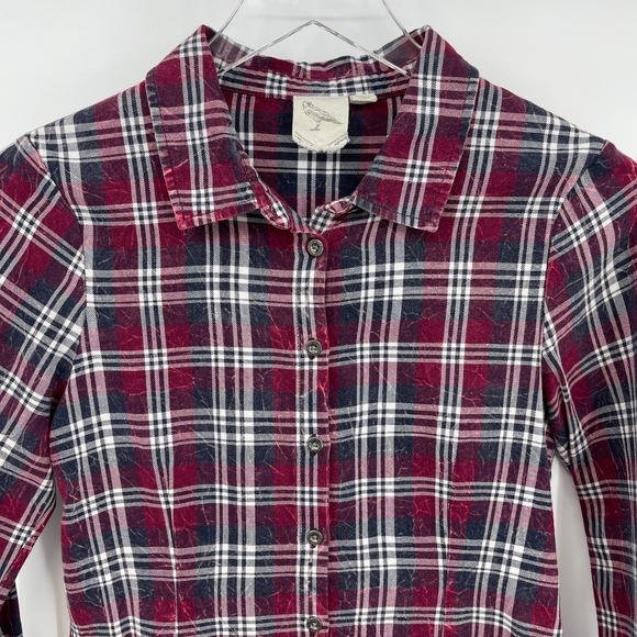 Anthropologie White Crow Size XS Plaid Crochet Back Button Front Shirt - Picture 3 of 10